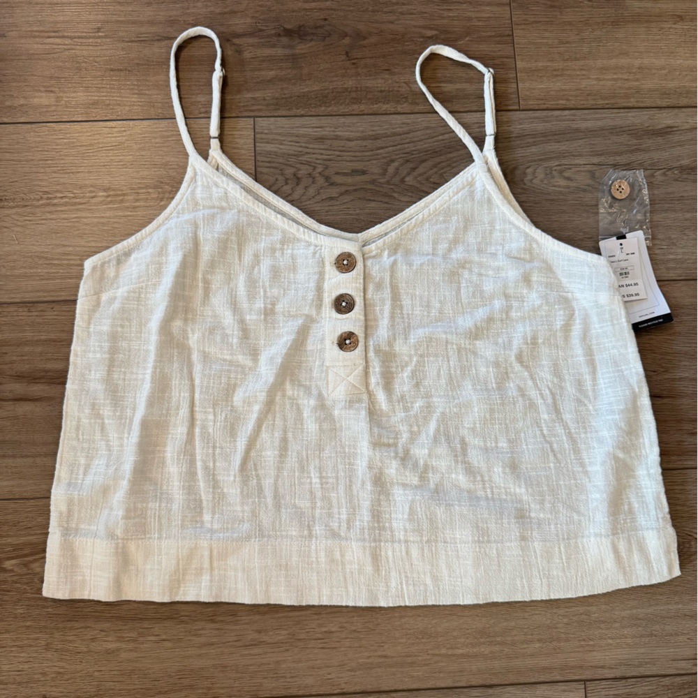 RIP CURL 🏄‍♀️ Classic Surf Crop Top Women's L White 100% Cotton Adjustable Strap